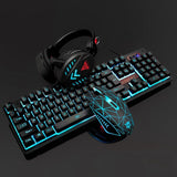 4pcs K59 Illuminated Gaming Mouse Keyboard Pad Headset Mechanical Wired USB Keyboard Set Computer Desktop Backlight Headset