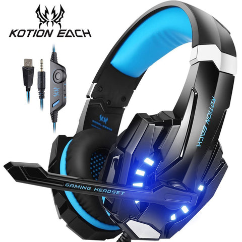KOTION EACH Gaming Headset Casque Deep Bass Stereo Game Headphone with Microphone LED Light for PS4 Phone Laptop PC Gamer